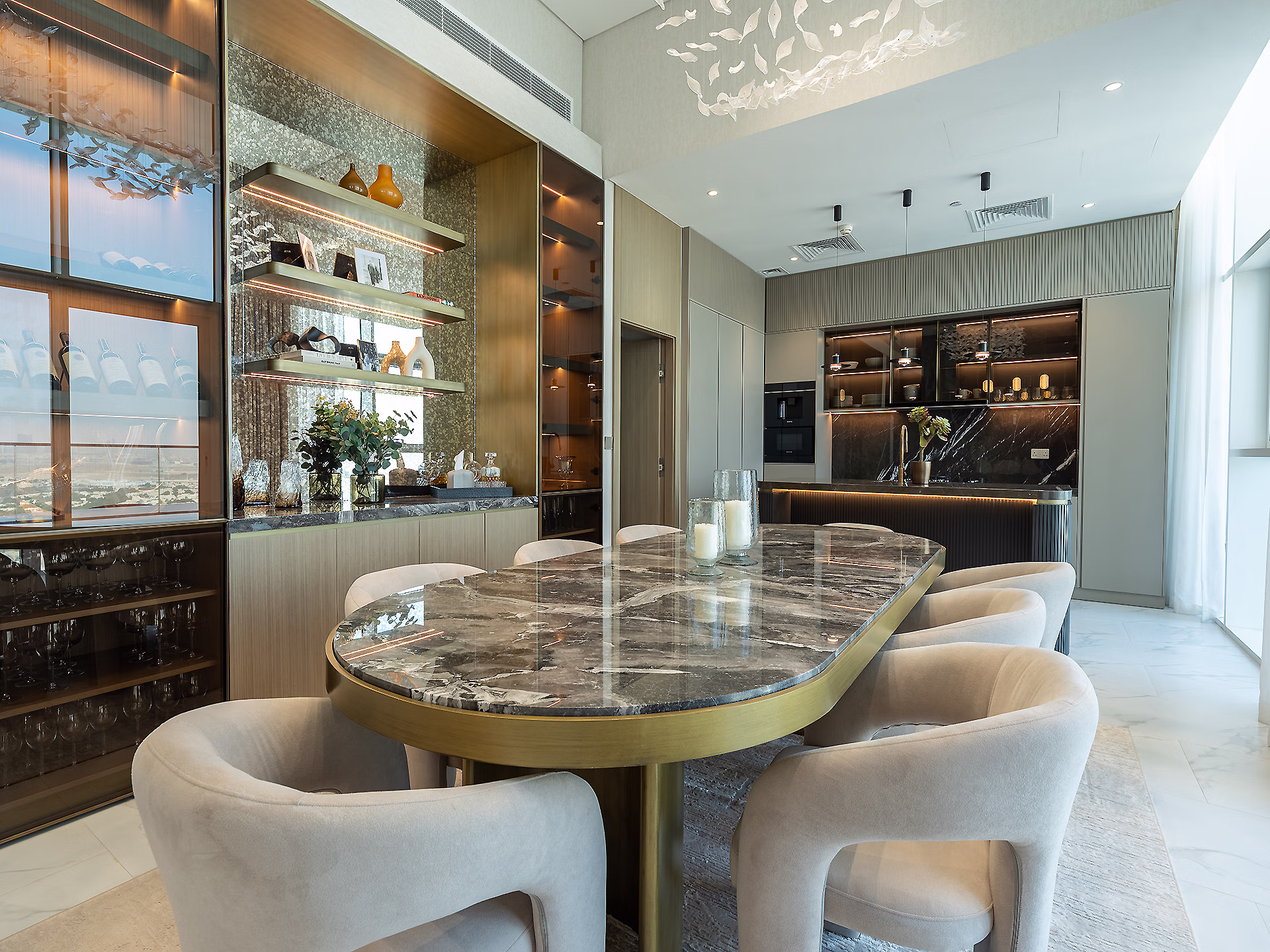 Banyan Tree residence, dining space beside the windows