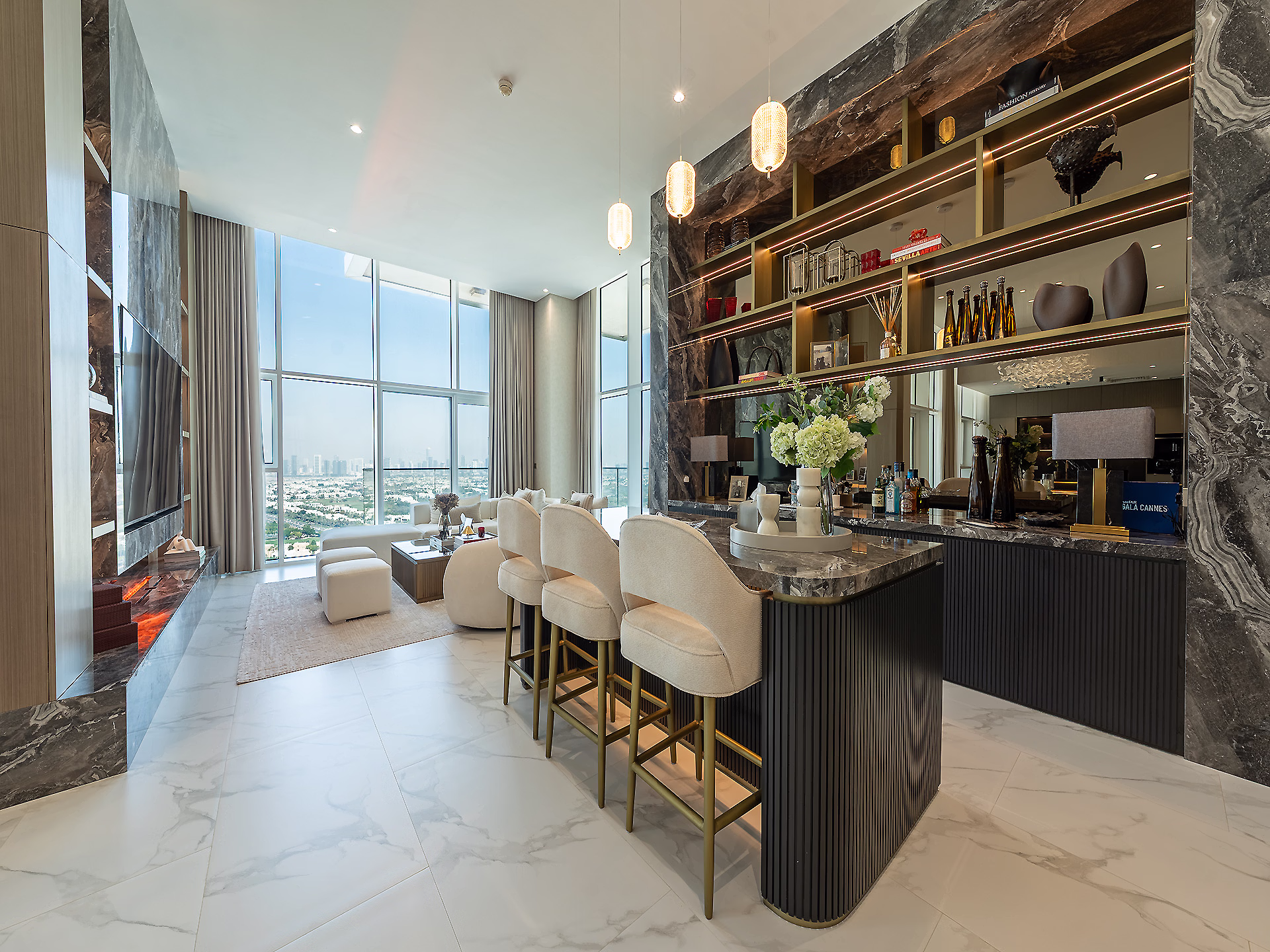 Banyan Tree residence, dining area beside the marble bar